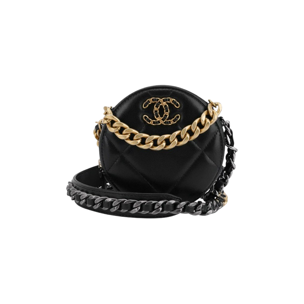 Chanel 19 Clutch With Chain Lambskin Gold Black AP0945-B04852